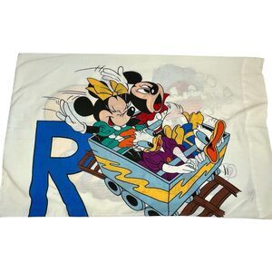 Vtg. Walt Disney Mickey Minnie Donald Daisy Duck Goofy Letter B & R Pillow‎ case